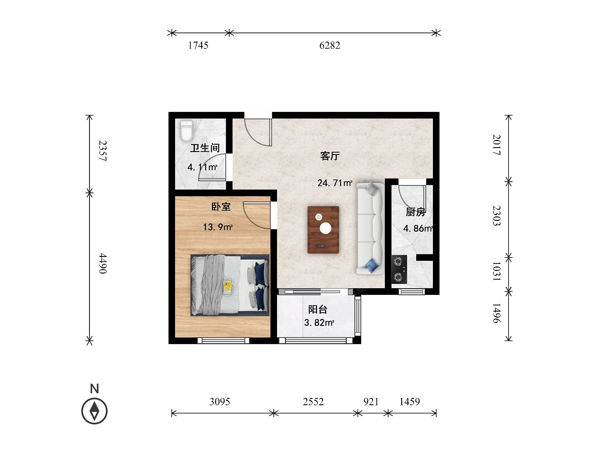 整租·马坡·中晟馨苑2号院·2室·1厅