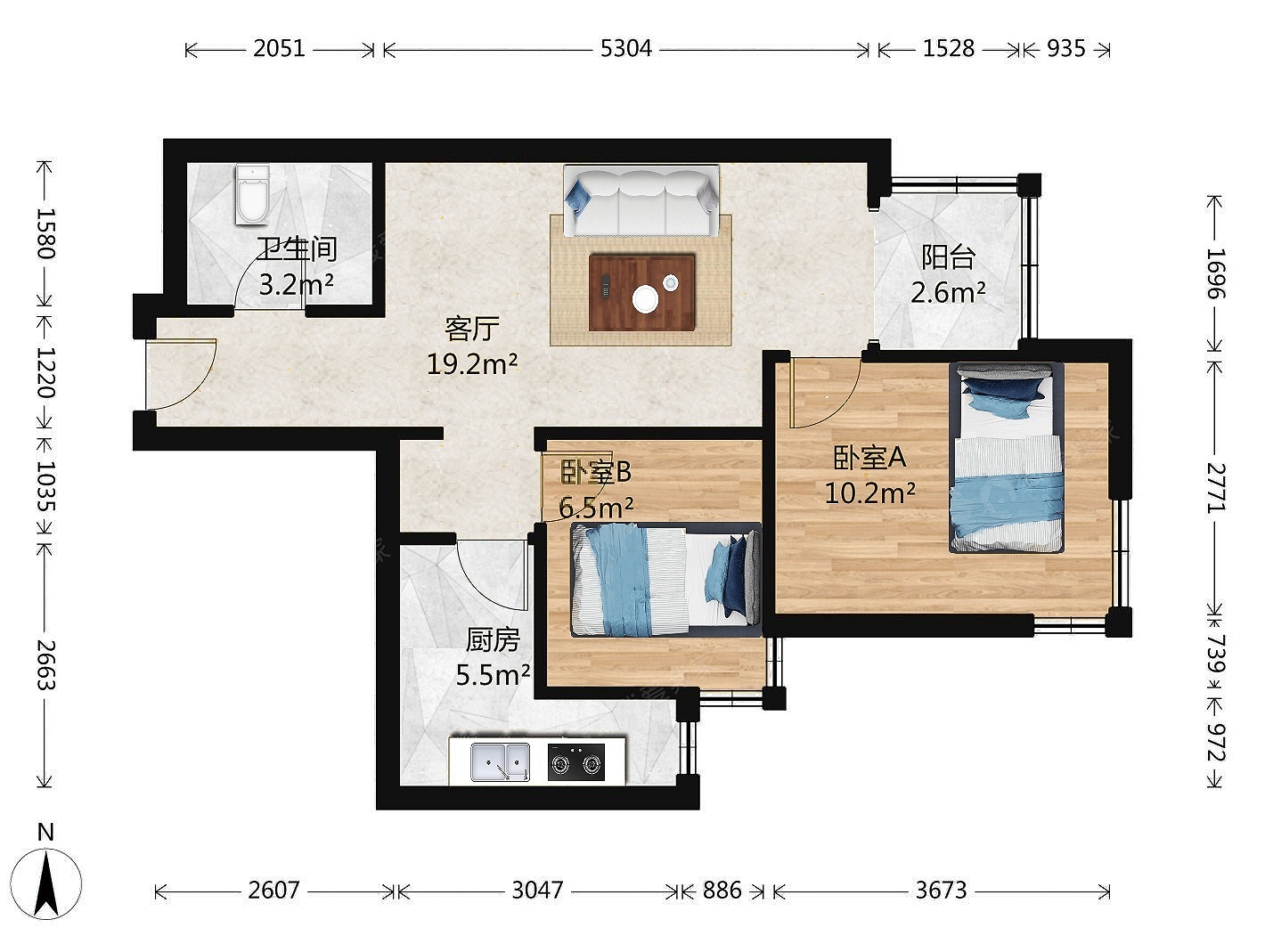 整租·常营·住欣家园西区·2室·1厅
