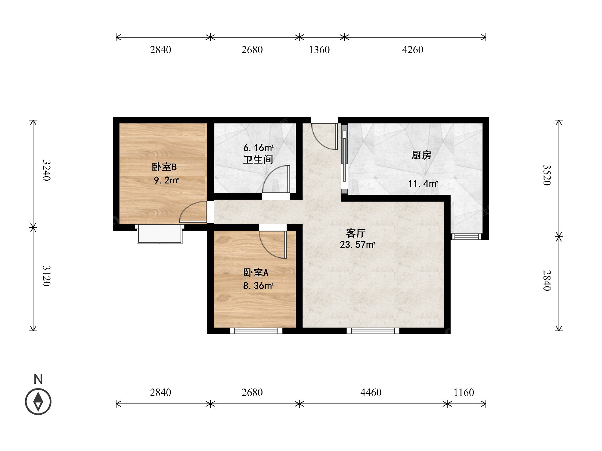 整租·亦庄河西区·中信新城东区·2室·1厅