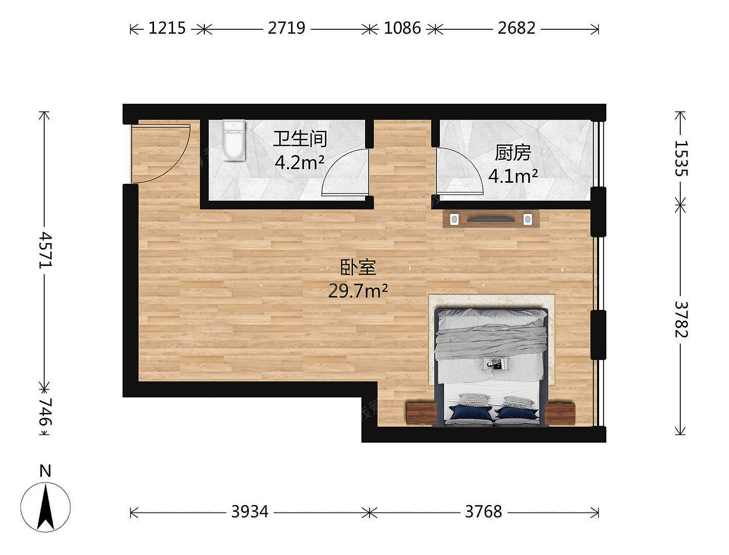整租·管庄·朗廷大厦·1房间