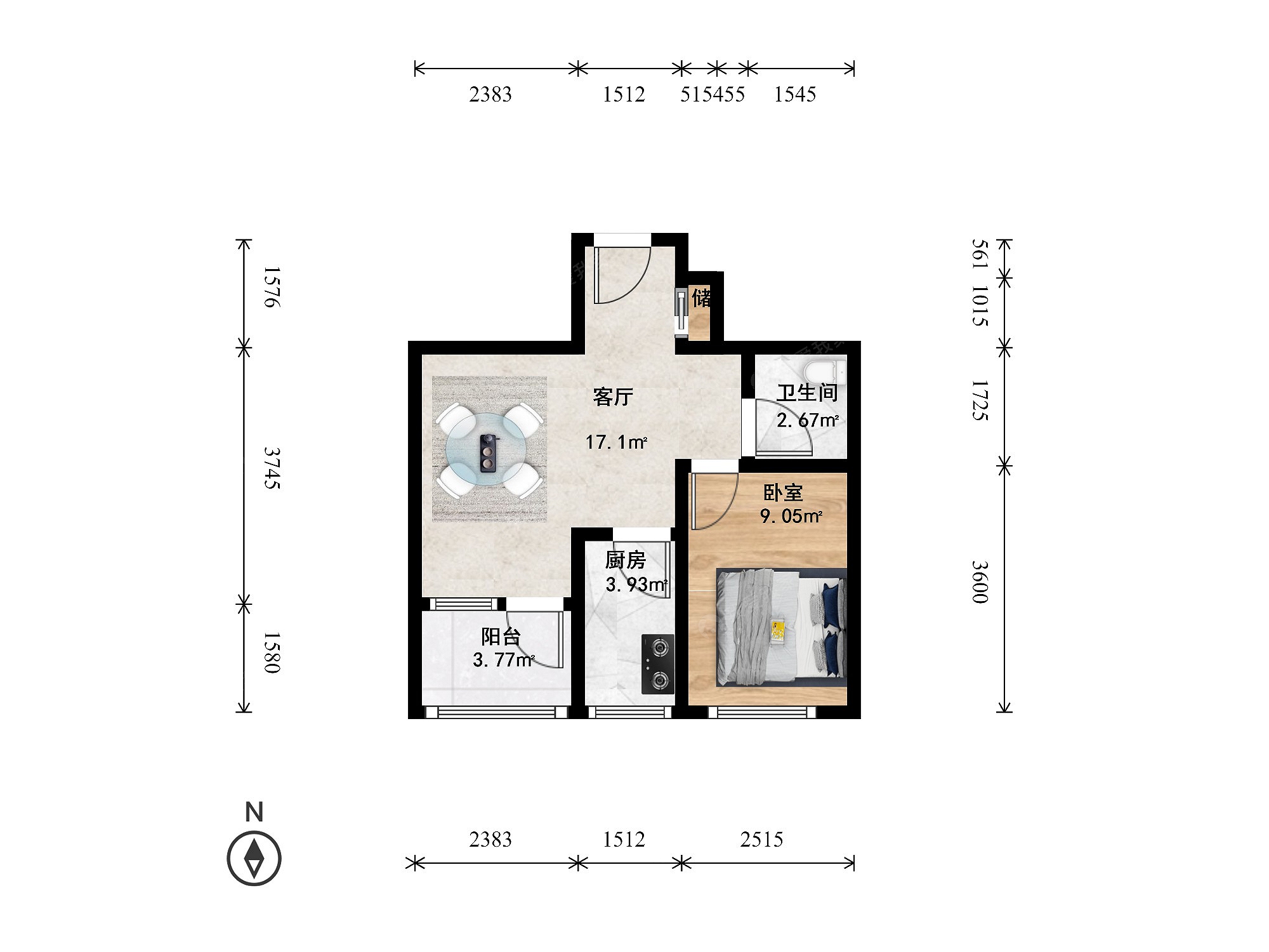 整租·右安门内·信建里·1室·1厅