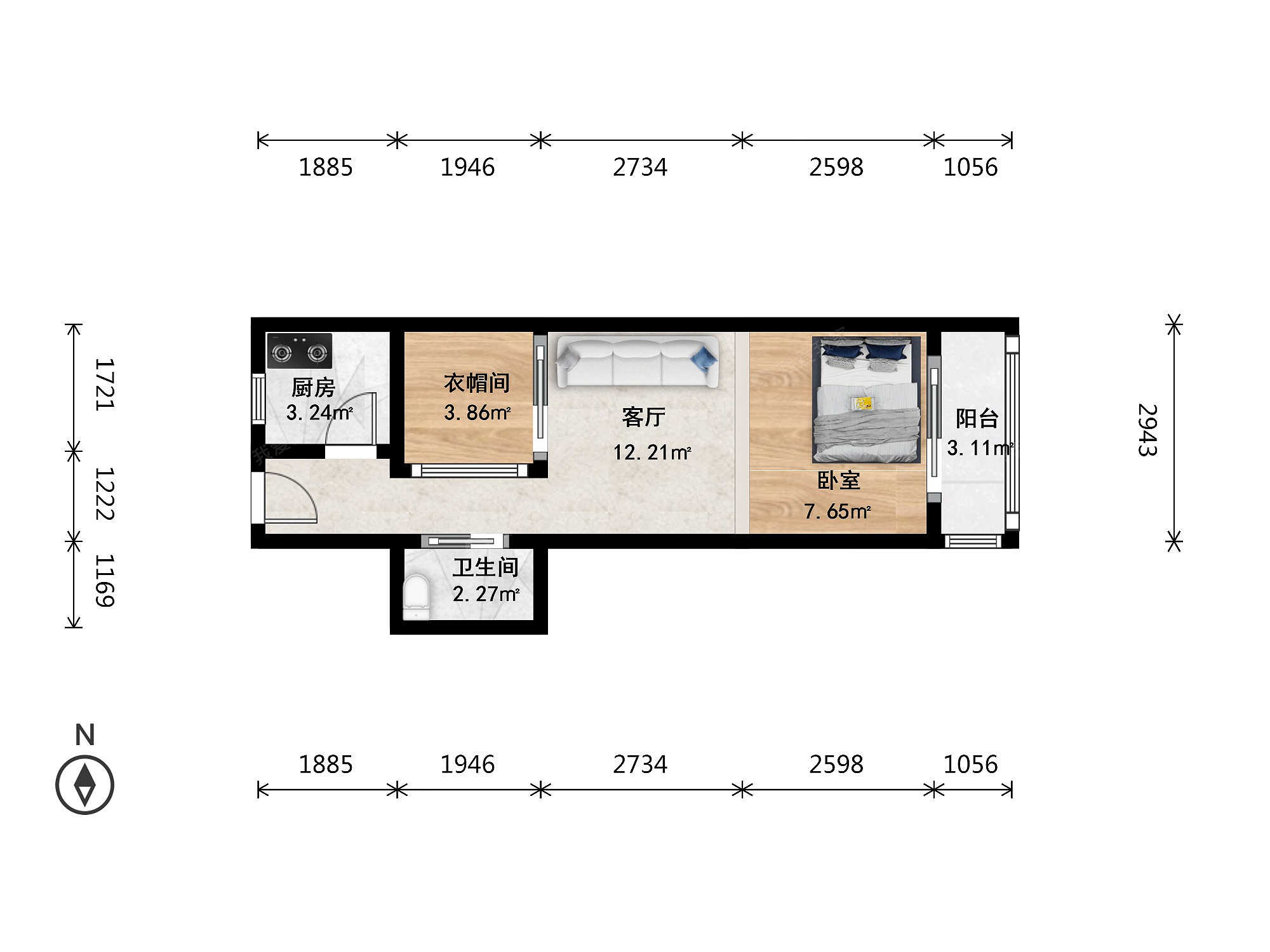 整租·安定门·安外大街3号院·1室·1厅