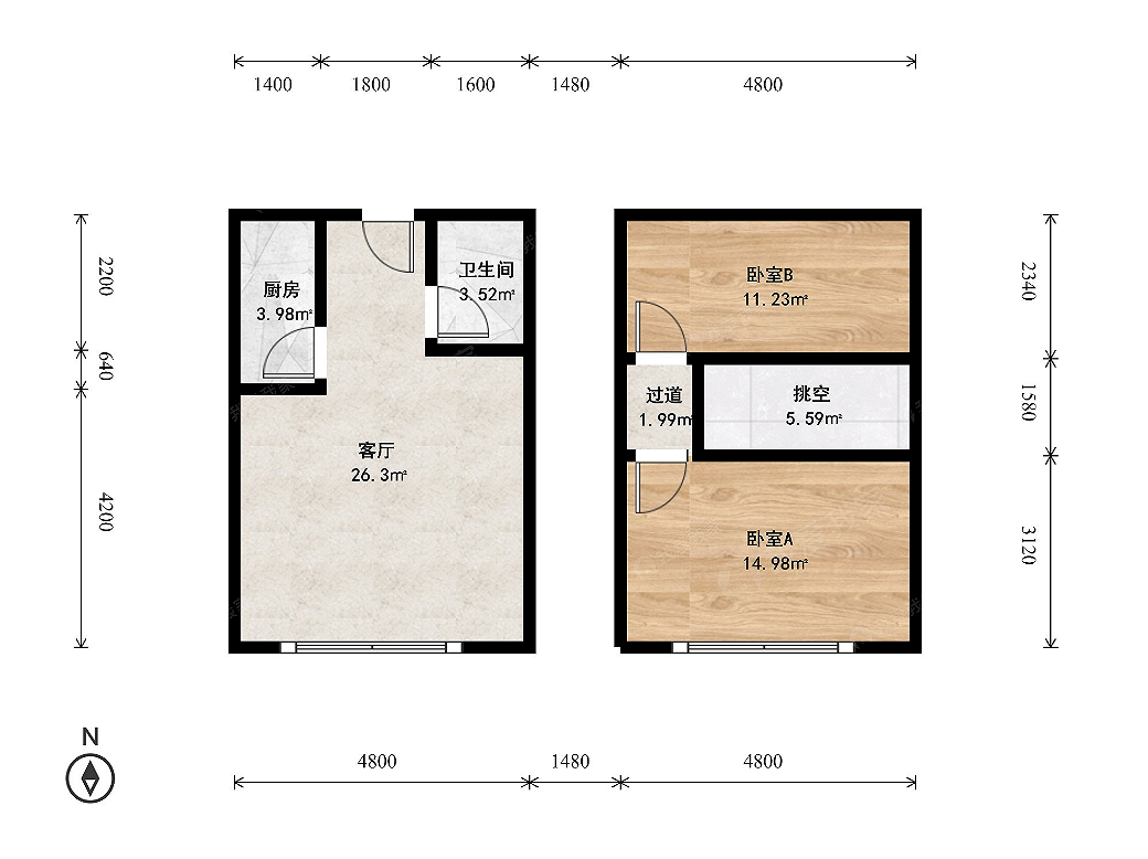 整租·长阳·怡和北路5号院·2房间