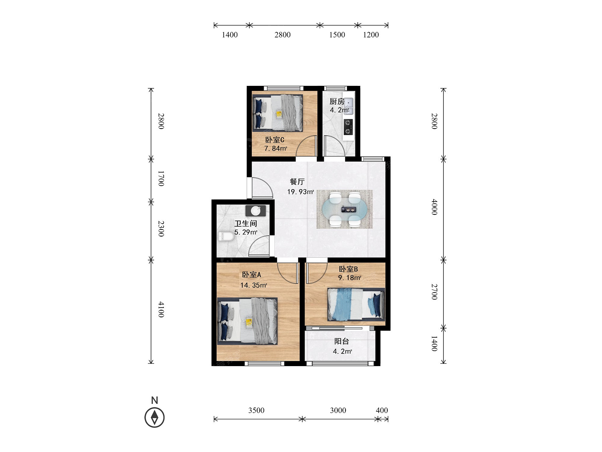 湘湖家园 3室1厅1卫