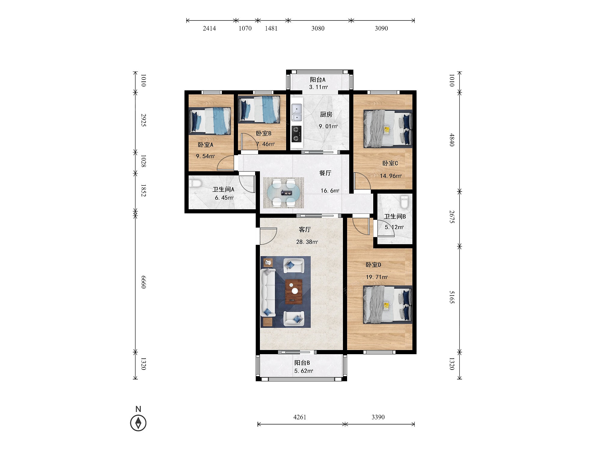 福星花园4室2厅户型图