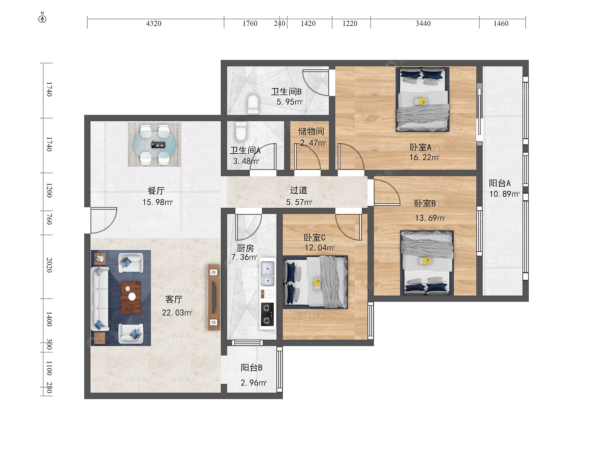 紫金庄园3室2厅户型图
