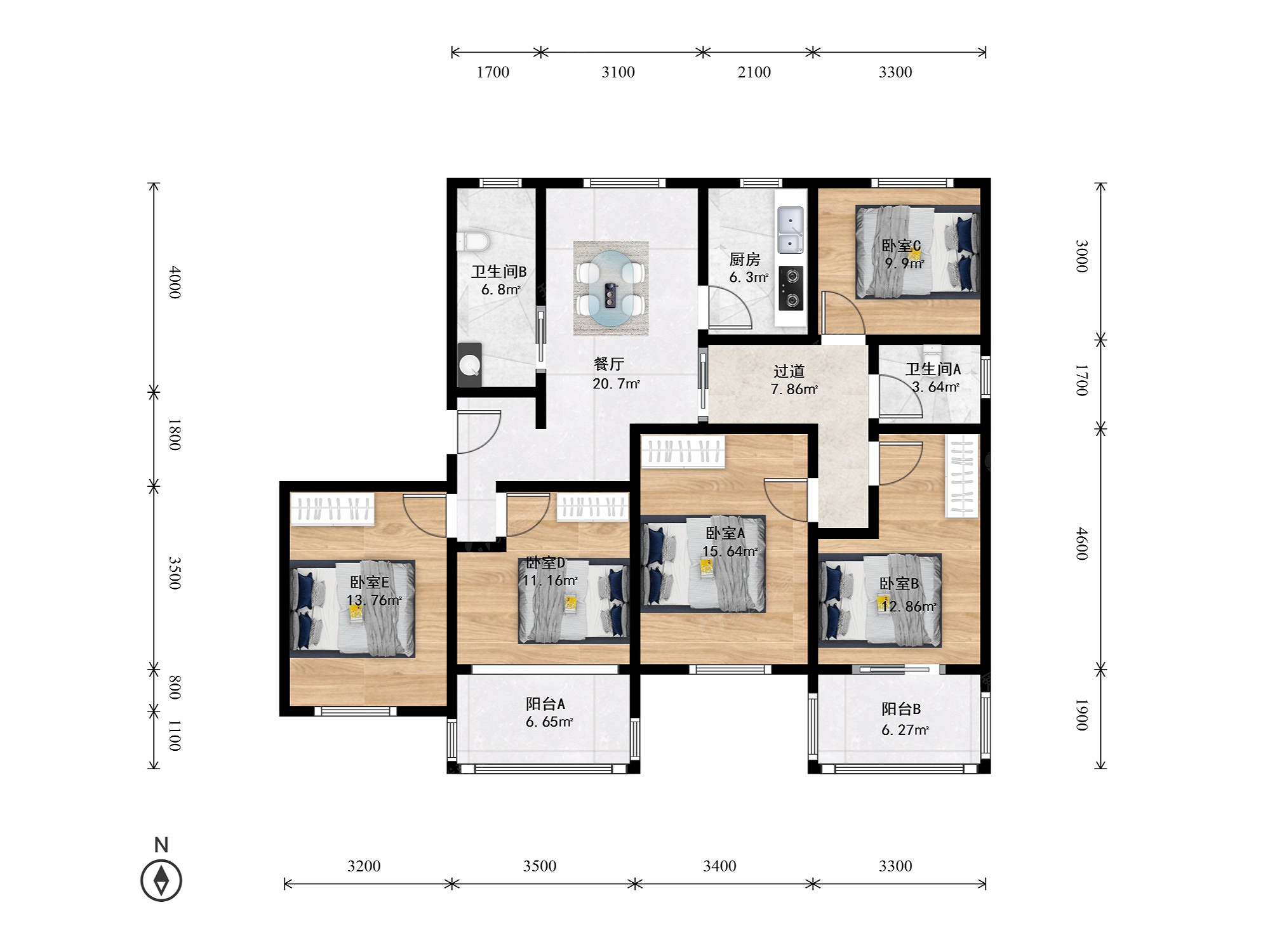 富丽花园4室2厅户型图