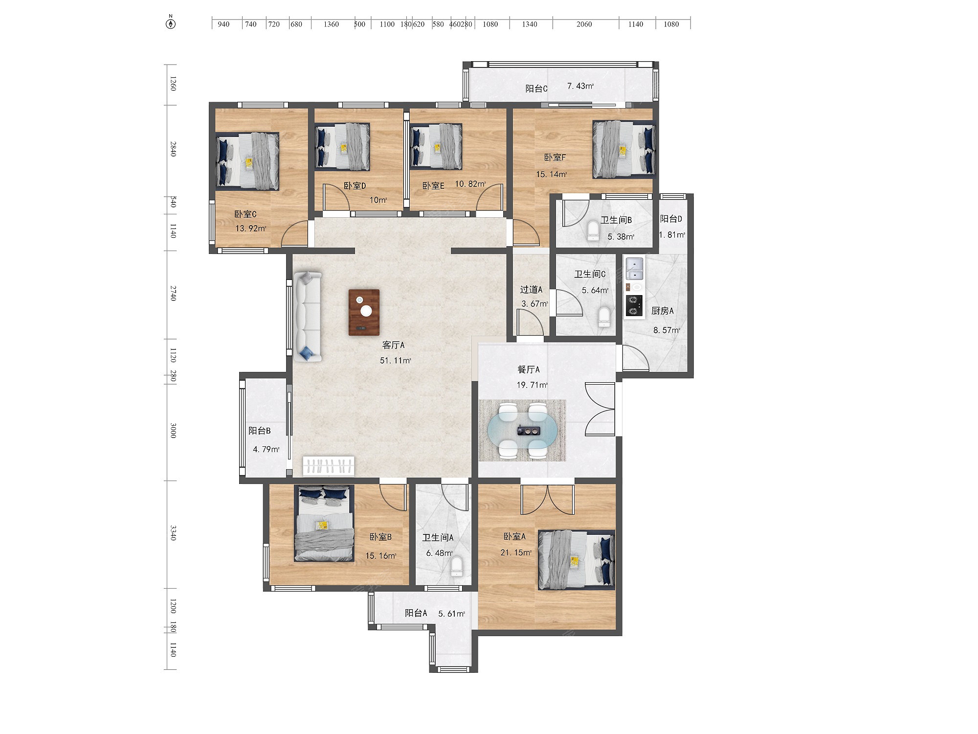 千鹤家园6室2厅户型图