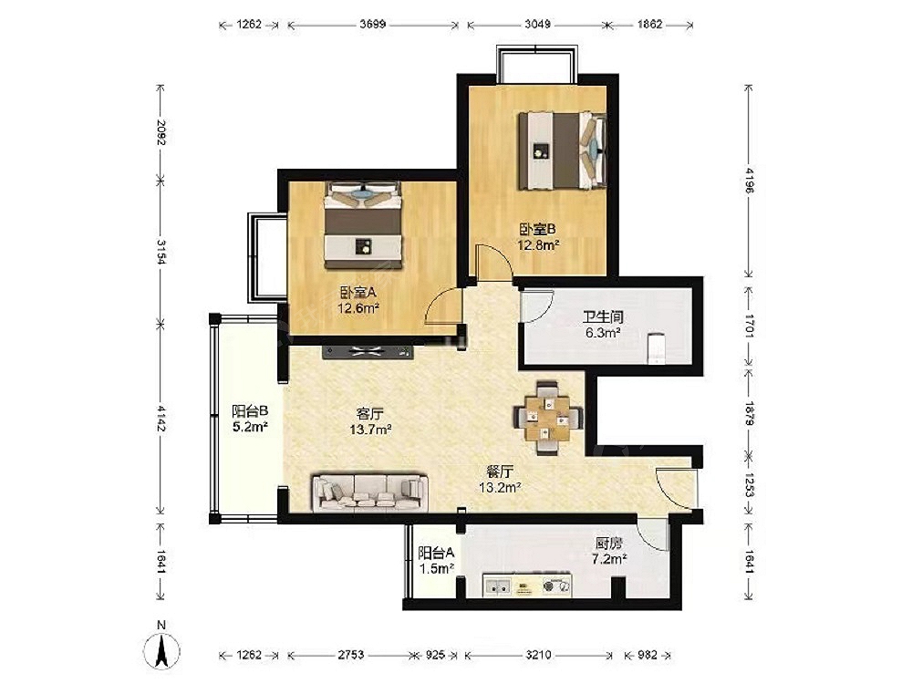 新桥家园2室1厅户型图